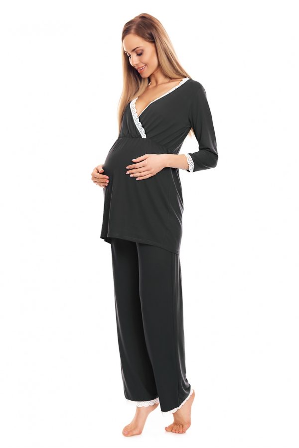 grey Pregnancy pajamas model 132601 PeeKaBoo