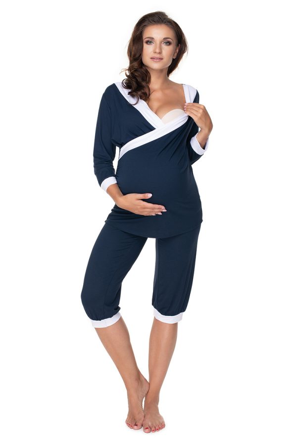 navy blue Pregnancy pajamas model 138236 PeeKaBoo