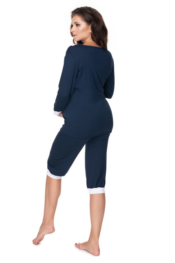 navy blue Pregnancy pajamas model 138236 PeeKaBoo