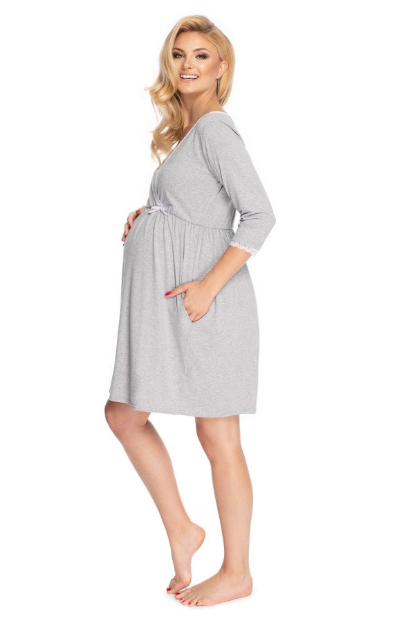 grey maternity nightgown model 147509 PeeKaBoo
