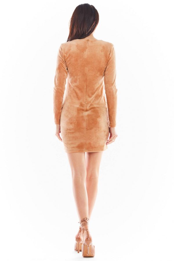 beige Short dress model 150744 awama