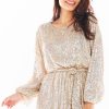 beige Short dress model 150766 awama