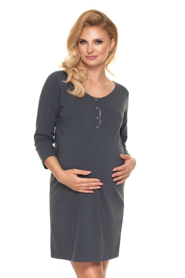 grey maternity nightgown model 157724 PeeKaBoo