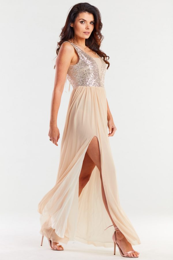 beige Long dress model 174302 awama