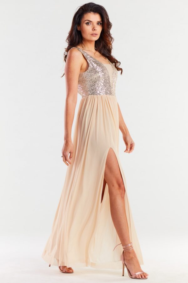 beige Long dress model 174302 awama