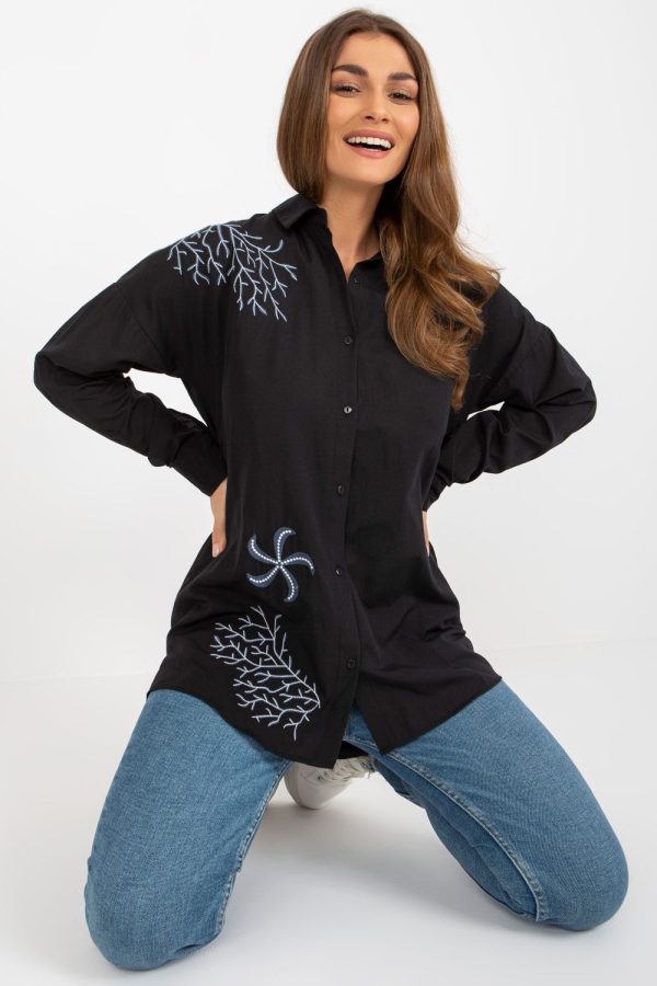 black Long sleeve shirt model 181626 Factory Price