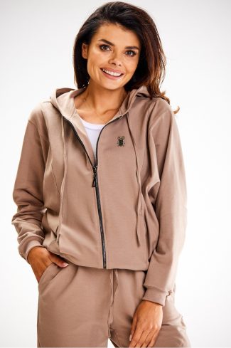 Beige Sweatshirt in Sweatshirts For Women with Cotton and Spandex