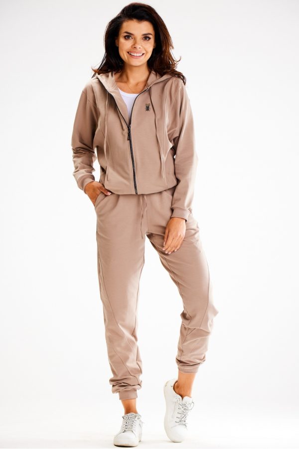 Beige Sweatshirt in Sweatshirts For Women with Cotton and Spandex