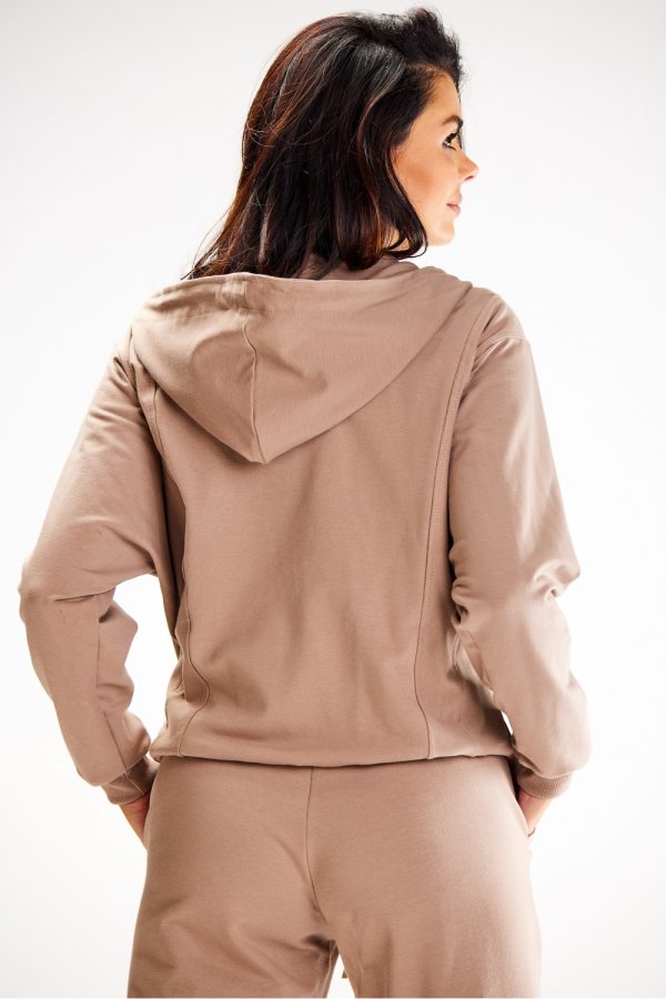 Beige Sweatshirt in Sweatshirts For Women with Cotton and Spandex