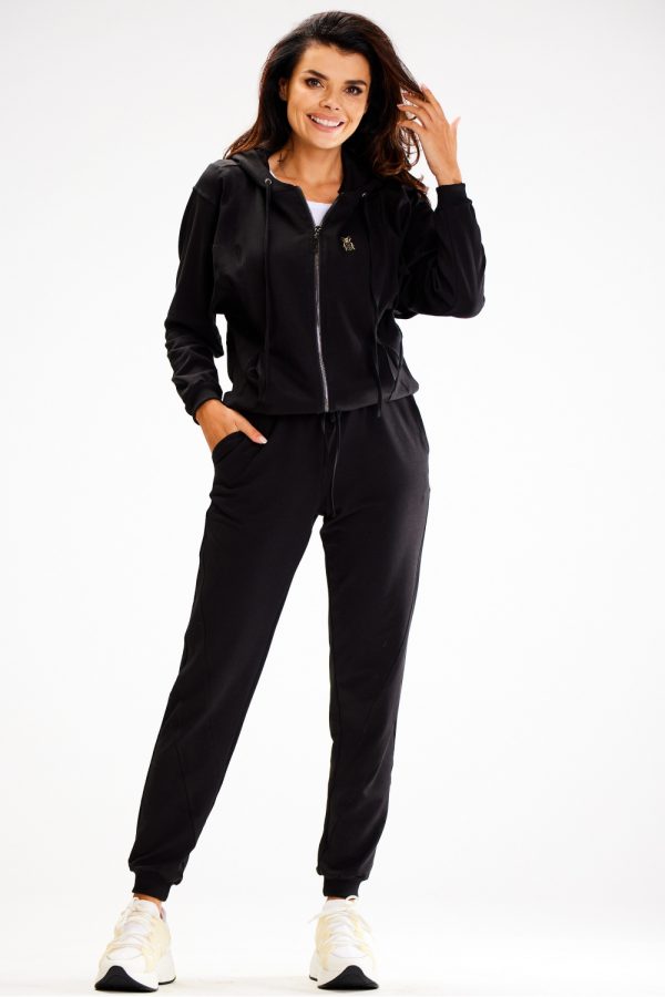 Black Sweatshirt in Sweatshirts For Women with Cotton and Spandex