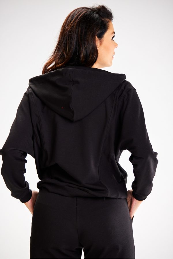 Black Sweatshirt in Sweatshirts For Women with Cotton and Spandex