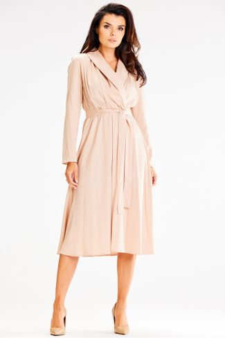 Beige Daydress in Day Dresses with Spandex and Viscose