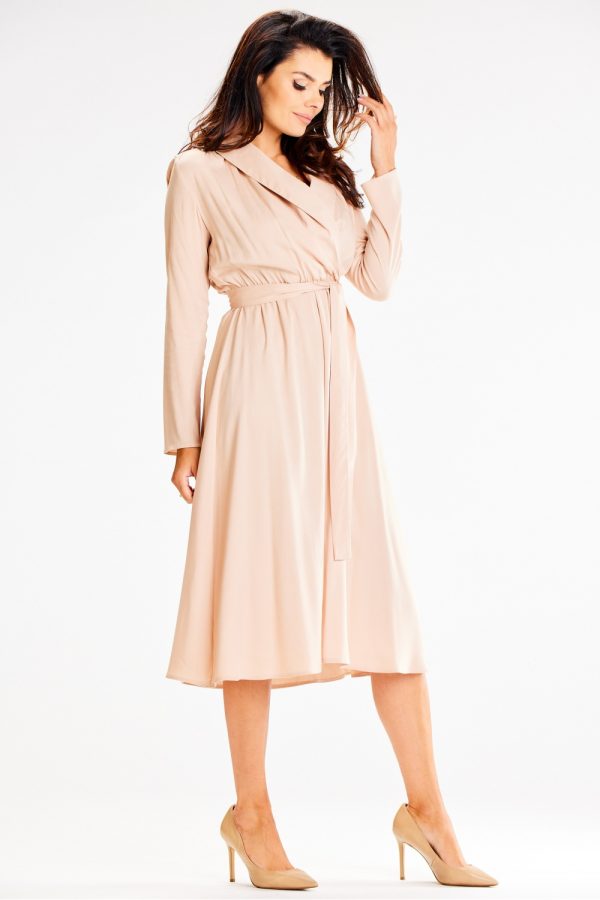 Beige Daydress in Day Dresses with Spandex and Viscose