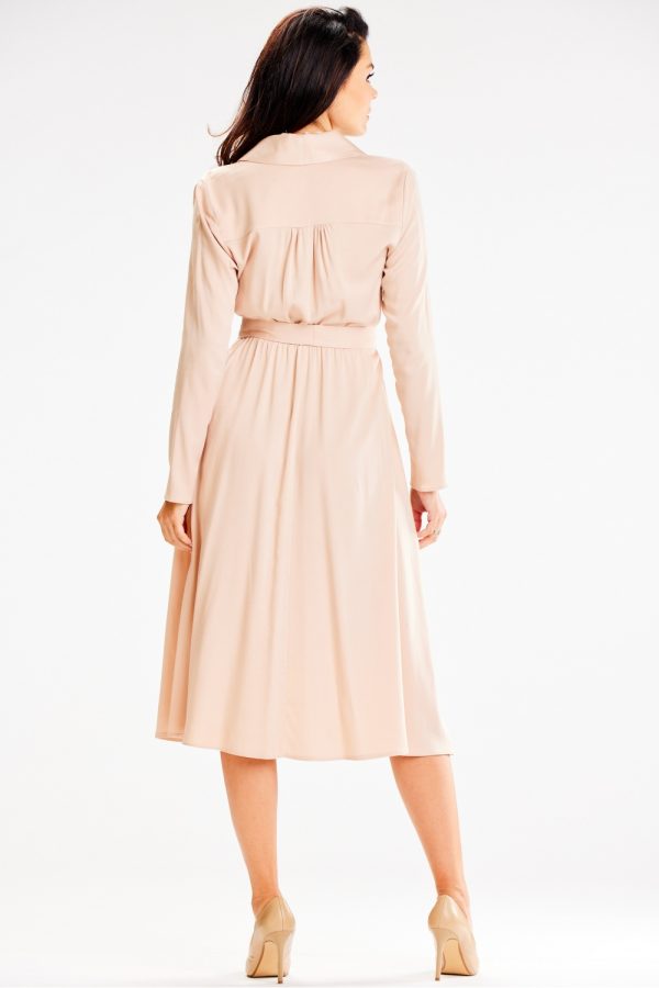 Beige Daydress in Day Dresses with Spandex and Viscose