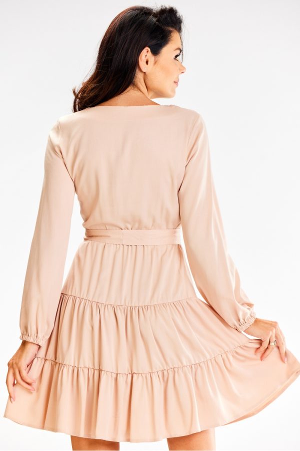 Beige Daydress in Day Dresses with Spandex and Viscose
