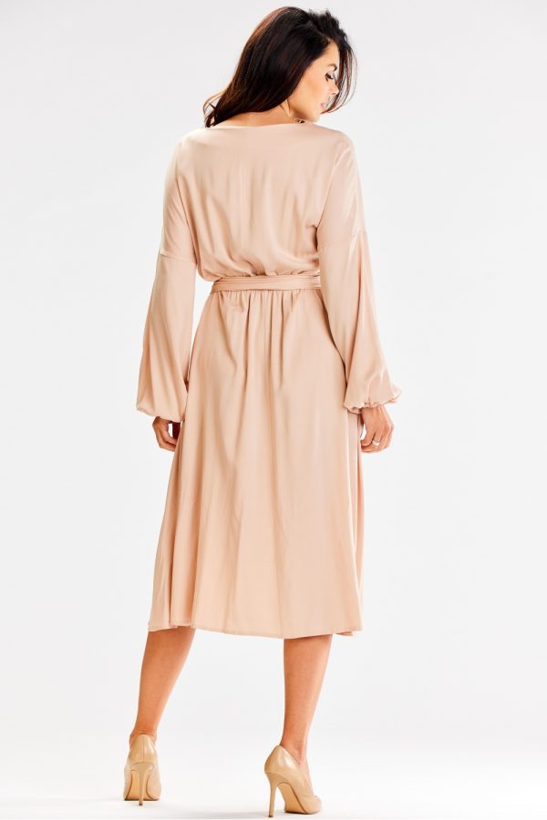 Beige Daydress in Day Dresses with Spandex and Viscose