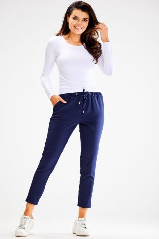Navy Blue Tracksuit Trousers in Pants, Trousers, Shorts with Spandex and Polyester