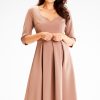 Beige Daydress in Day Dresses with Spandex and Polyester