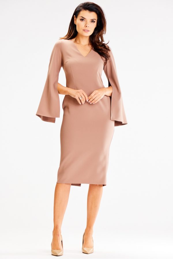 Beige Cocktail Dress in Formal Dresses, Cocktail Dresses with Spandex and Polyester