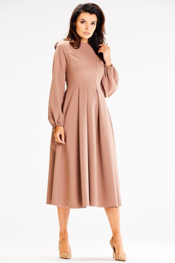 Beige Daydress in Day Dresses with Spandex and Polyester