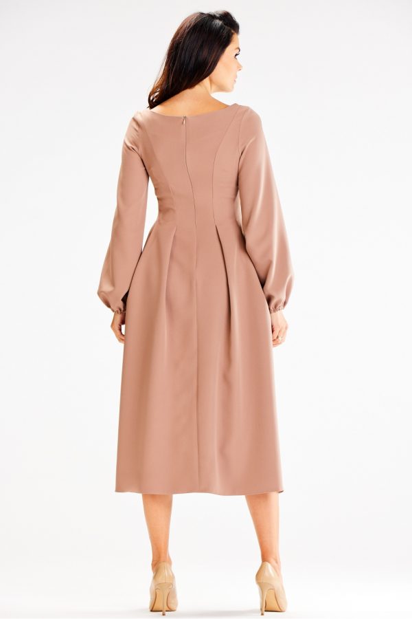 Beige Daydress in Day Dresses with Spandex and Polyester