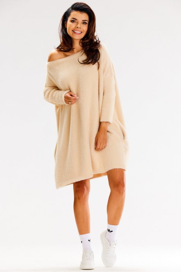 Beige Long Jumper in Sweaters, Pullovers, Jumpers, Turtlenecks, Boleros, Shrugs with Nylon