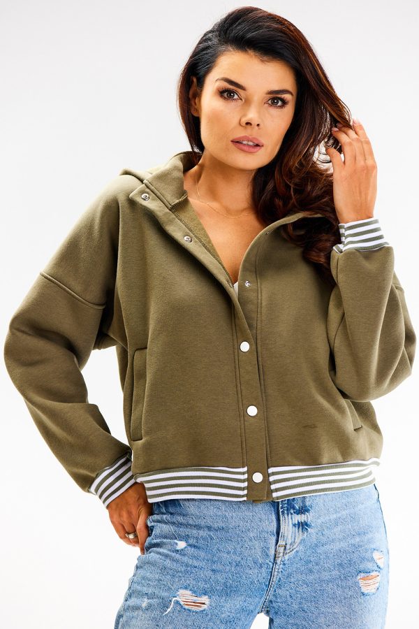 Green Sweatshirt in Sweatshirts For Women with Cotton and Spandex