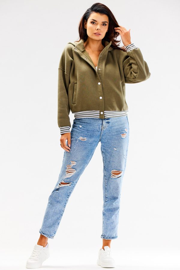 Green Sweatshirt in Sweatshirts For Women with Cotton and Spandex