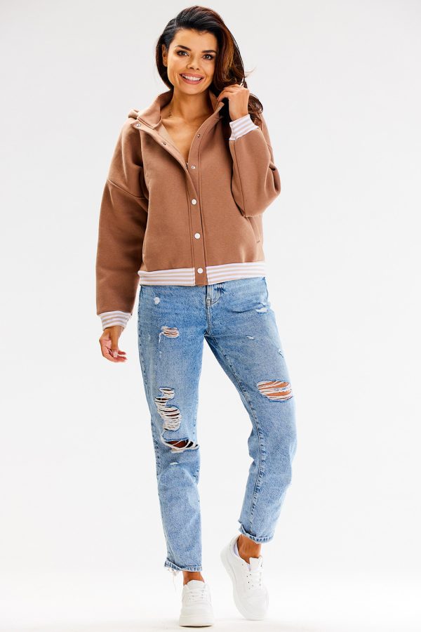 Beige Sweatshirt in Sweatshirts For Women with Cotton and Spandex