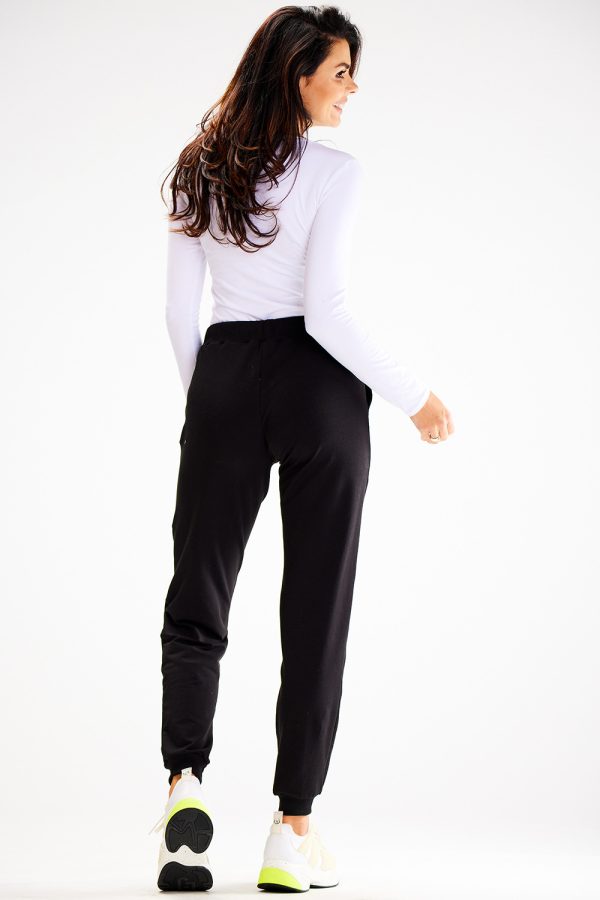 Black Tracksuit Trousers in Women`s Tracksuit Bottoms, Sports Pants with Cotton and Spandex