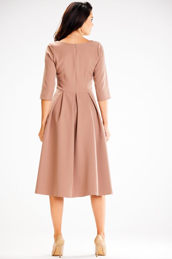 Beige Daydress in Day Dresses with Spandex and Polyester