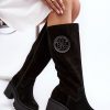 1000630.jpg Black Heel Boots in Over The Knee High Boots, Thigh High Boots with Fabric, Footbed, Upper Height and Heel Height