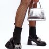 Black Heel Boots in Women`s Ankle Boots & Booties with Fabric, Footbed, Upper Height and Heel Height