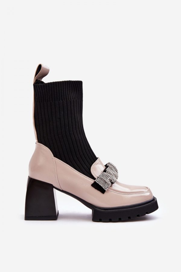beige Heel boots model 187358 Step in style