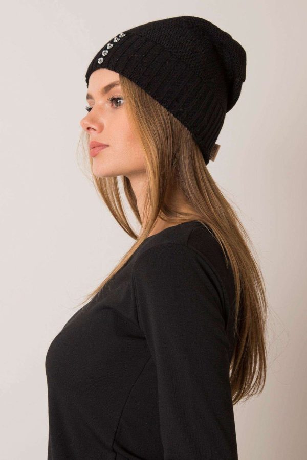 Black Cap in Caps & Hats For Women with Acrylic and Wool
