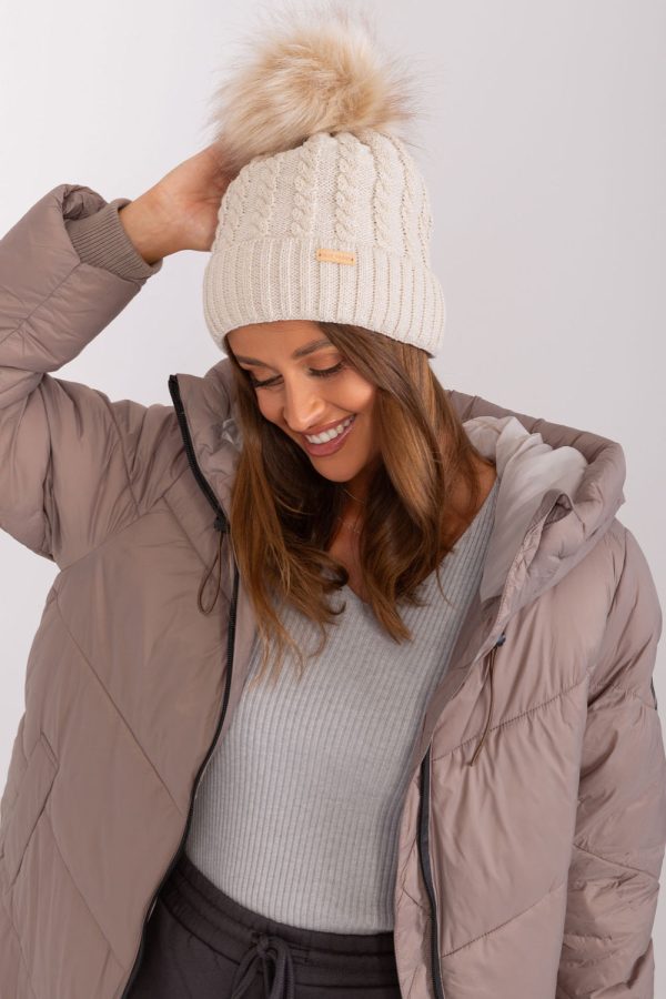 Beige Cap in Caps & Hats For Women with Acrylic and Wool