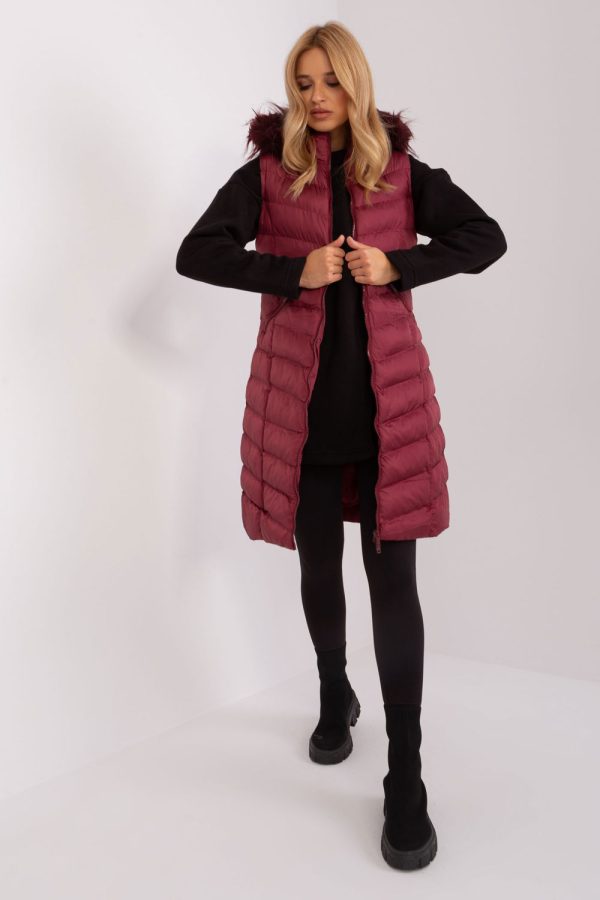 Red Gilet in Women`s Coats, Jackets with Polyester
