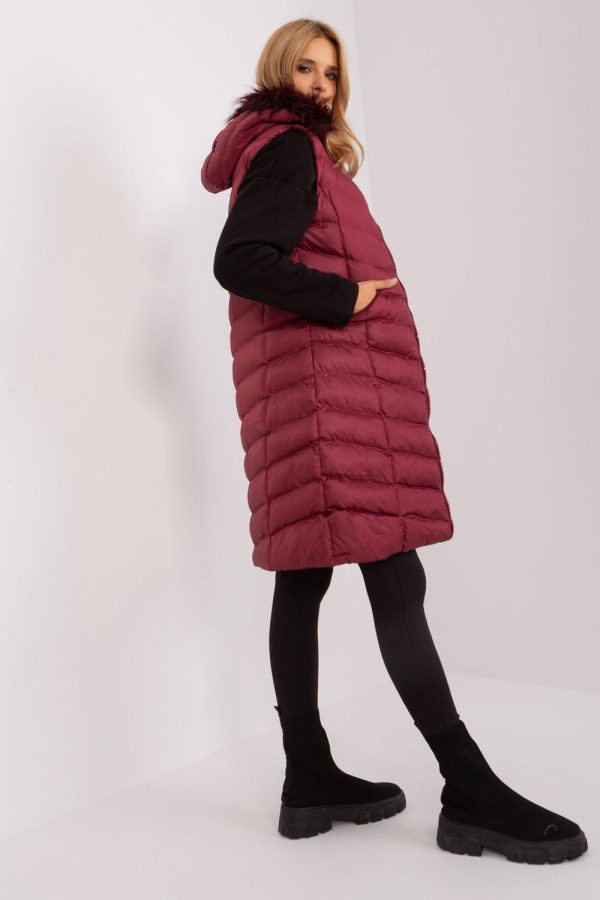 Red Gilet in Women`s Coats, Jackets with Polyester