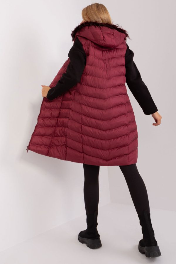 Red Gilet in Women`s Coats, Jackets with Polyester