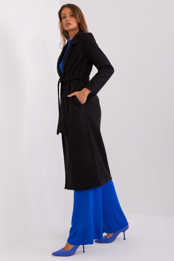 Black Coat in Women`s Coats, Jackets with Polyester