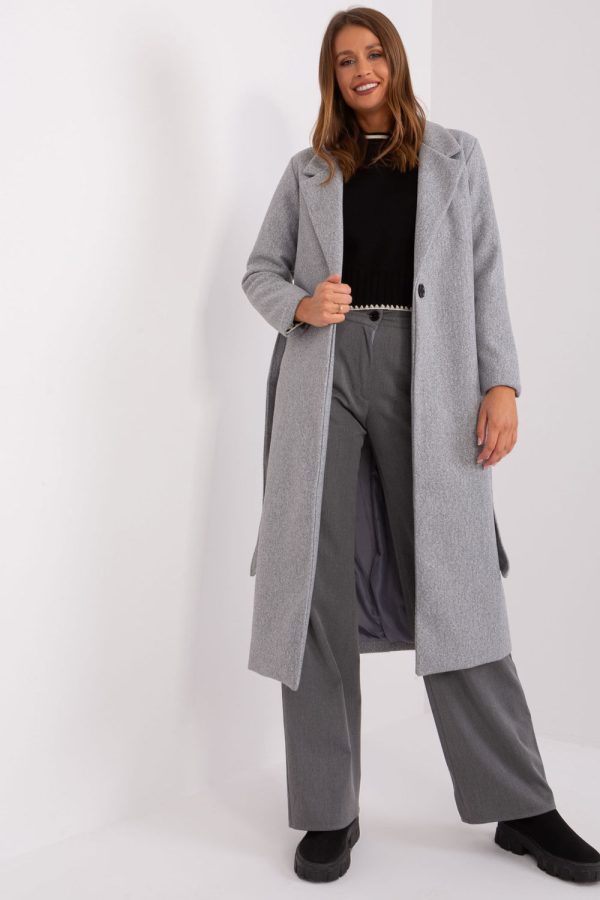 Grey Coat in Women`s Coats, Jackets with Polyester
