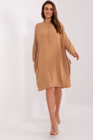 1001059 Brown Daydress in Day Dresses with Spandex and Polyester