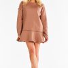 Beige Daydress in Day Dresses with Cotton, Spandex and Polyester