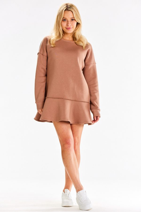 Beige Daydress in Day Dresses with Cotton, Spandex and Polyester