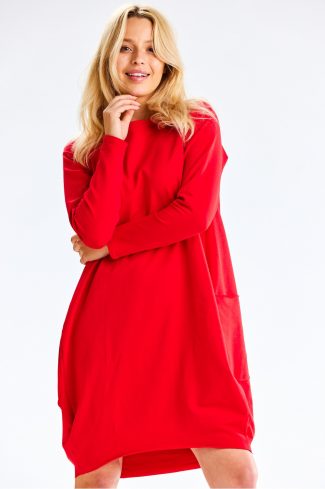 Red Daydress in Day Dresses with Cotton, Spandex and Polyester