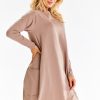 Beige Daydress in Day Dresses with Cotton, Spandex and Polyester