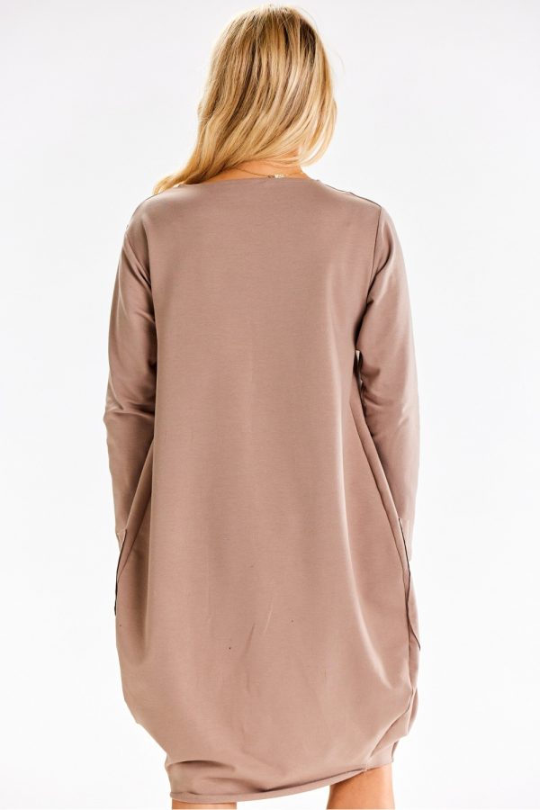 Beige Daydress in Day Dresses with Cotton, Spandex and Polyester