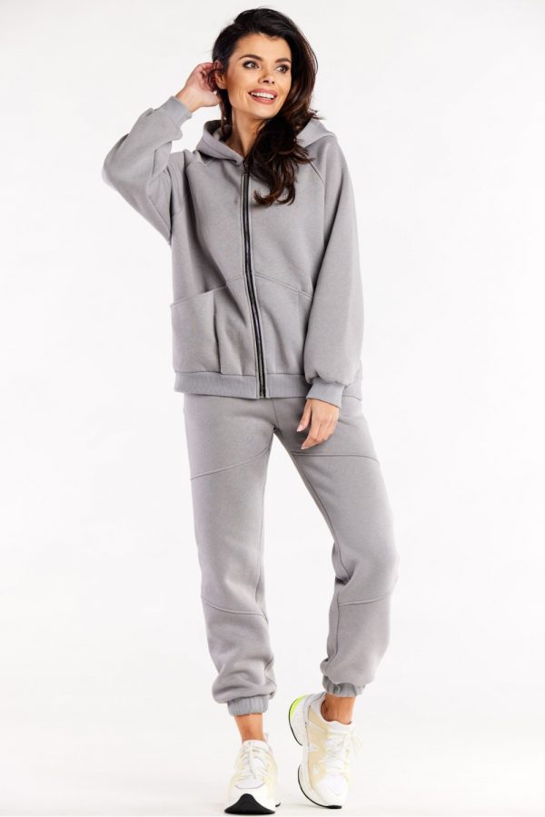 Grey Tracksuit Trousers in Women`s Tracksuit Bottoms, Sports Pants with Cotton and Spandex