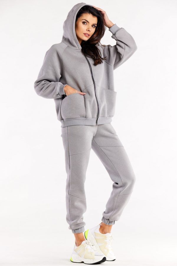Grey Tracksuit Trousers in Women`s Tracksuit Bottoms, Sports Pants with Cotton and Spandex
