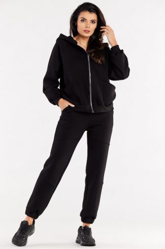 Black Tracksuit Trousers in Women`s Tracksuit Bottoms, Sports Pants with Cotton and Spandex